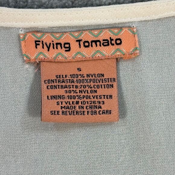 Flying Tomato Mini Dress Sheer Lace Womens Small Boho Tassel Peasant Embroidered - Picture 4 of 9